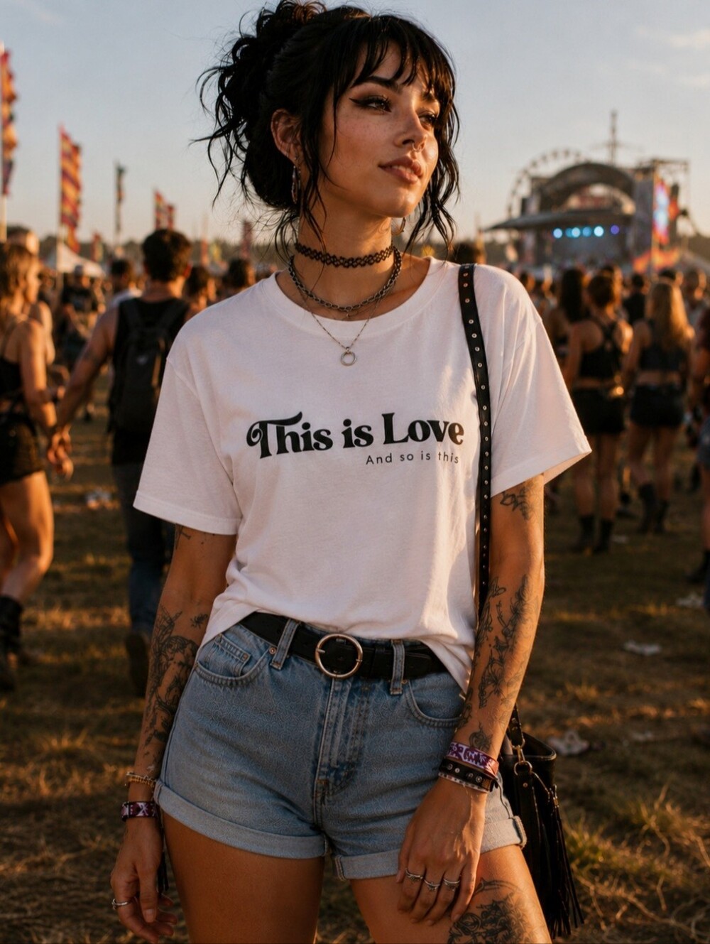 Peace Love World Size Medium T-Shirt This Is Love LGBTQ Pride Month Tee Pima cot